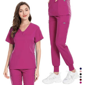 Tenue d'hôpital unisexe de qualité supérieure en tissu pur de marque, couleur unie, ensemble de blouses et pantalons médicaux - Product Image 3