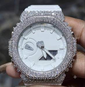 Reloj Hip Hop VVS Moissanite con Incrustaciones de Diamantes, Reloj de Lujo de Plata 925 con Correa Blanca de Cuarzo, Venta al por Mayor - Product Image 3
