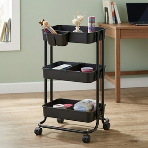 Carrito de herramientas rodante de cuatro ruedas de calidad OEM, organizador de estante de Metal resistente, diseño de plataforma escalonada, carrito de mano para el hogar - Product Image 2