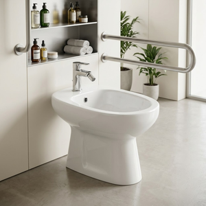 Cuvette de toilette monobloc en céramique blanche, anti-bactérienne, moderne, à poser au sol, pour salle de bain, sanitaires - Product Image 6