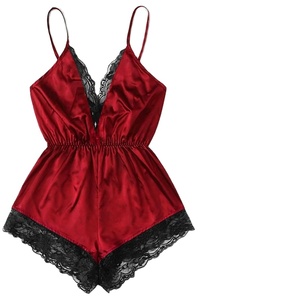 Lencería Erótica Sexy de Encaje Rojo para el Hogar Talla Grande 3XL Pijama de Una Pieza Estilo Estudiante para Mujer Fácil de Limpiar Camisón de Color Sólido - Product Image 6