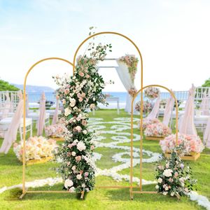 Set di tre archi nuziali in ferro battuto da 5,9ft+4,9ft+3,9ft, fondale superiore in ferro con finitura oro naturale, fondale metallico per fioriere - Product Image 3