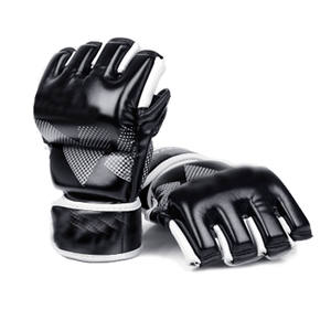 Guantes de MMA de Cuero, Medios Dedos, Cierre de Velcro, Unisex, para Entrenamiento de Artes Marciales - Product Image 5