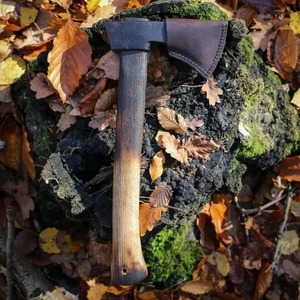 Handmade Industrial Grade <b>Axe</b> with High Carbon Steel Blade and Wooden Handle Leather Sheath 2Lb - Product Image 2