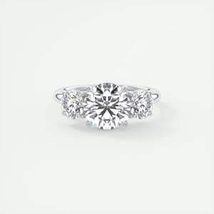 Anillo de compromiso Luxe Selene con tres piedras, diamantes redondos cultivados en laboratorio de 3.00 quilates en engaste de cesta y oro blanco de 14k - Product Image 3