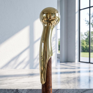 Handcrafted Wooden <b>Walking</b> Cane with Polished Metal Ball Handle Decorative Wood <b>Walking</b> <b>Stick</b> for <b>Men</b> and Women Vintage Style - Product Image 1