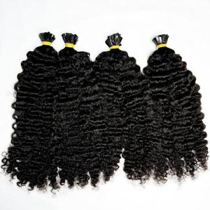Extensiones de cabello de punta plana rizadas birmanas sin procesar 100% crudas sin químicos virgen Remy vietnamita birmano ktip - Product Image 2