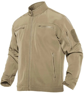 Veste softshell pour homme à col montant, multi-poches, résistante à l'eau et au vent, veste de terrain, bleu marine, olive, noir, kaki, logo personnalisé OEM - Product Image 2