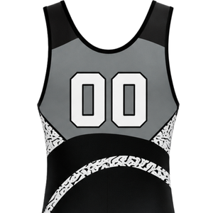 Men Black Gray Sublimated Wrestling Singlet Polyester <b>Athletic</b> Sports Uniform Sleeveless Wrestling Training Match Wear Clothing - Product Image 4