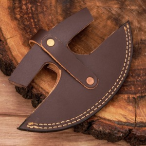 Cuchillo Ulu de Acero de Damasco Forjado a Mano y Hecho a Medida - Mango de Madera y Hueso, Funda de Cuero, Cuchillo de Cocina OEM ODM DIY - Product Image 6