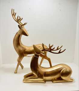 Golden Metal Reindeer Figurines Set 3 Modern High Quality Handicraft <b>Spring</b> Tabletop <b>Decor</b> Home Decoration - Product Image 4