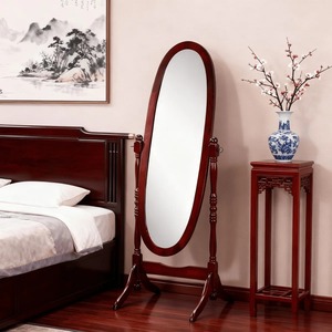 Miroir ovale vintage avec base mobile, ajoute de la chaleur et une esthétique naturelle aux espaces vides, vente en gros depuis l'Inde - Product Image 2