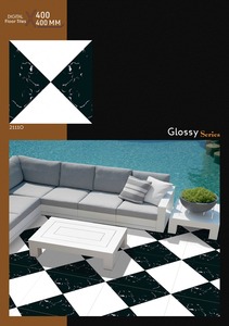 Carreaux de céramique brillants noir et blanc de haute qualité, best-sellers, 400x400mm, épaisseur 8mm, pour salon et salle de bain modernes - Product Image 3