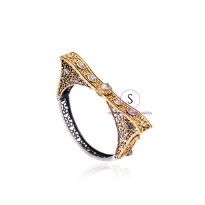 การออกแบบแบบดั้งเดิมเปิดใช้งานสองโทนสีที่สง่างามกำไลดีสำหรับผู้หญิงและเด็กผู้หญิงสำหรับงานแต่งงานและ haldi, METS, กำไลข้อมือ Sangeet - Product Image 2