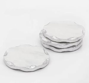 selling marble silver <b>edge</b> coaster set for wedding and promotion Gift Table decor wedding kitchen - Product Image 6