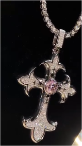 Joyería de Moda Hip Hop, Colgante de Plata 925 con Moissanita VVS D, Dijes para Hombre y Mujer, Colgante de Cruz con Moissanita Brillante - Product Image 4