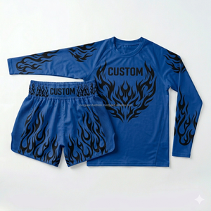 Ensemble de shorts et rashguard de Muay Thai personnalisés en gros, sublimation OEM, vêtements d'entraînement MMA pour la gym, fournisseur à faible MOQ, shorts et t-shirts de Muay Thai - Product Image 5