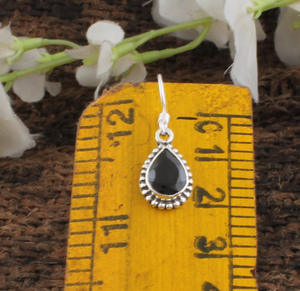 Boucles d'oreilles pendantes de luxe en onyx noir naturel et argent sterling 925 pour femmes, bijoux de mariage - Product Image 5