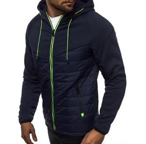 Chaqueta Acolchada con Capucha para Hombre, Color Sólido, Cierre de Cremallera, Resistente al Viento, Informal, para Invierno, Corte Regular - Product Image 5