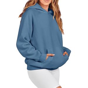 Haute qualité sweat à capuche pour femme polaire surdimensionné sweat goutte épaule à manches longues athlétique pull d'entraînement - Product Image 1