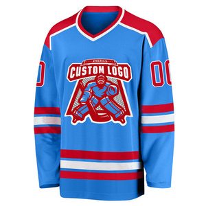 Maillot de hockey sur glace personnalisé pour homme, col en V, manches longues, respirant, polyester, coupe régulière adulte, impression du logo sur le devant - Product Image 4