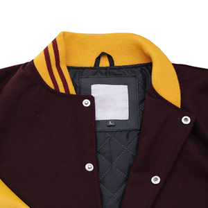 Veste universitaire classique pour homme à col montant, style baseball, avec bande en cuir, veste chauffante d'hiver OEM - Product Image 4