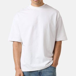 T-shirts pour hommes de qualité supérieure, coton lourd 350 GSM, jersey décontracté, coupe classique pour hommes, col rond, manches courtes, t-shirt blanc uni - Product Image 3