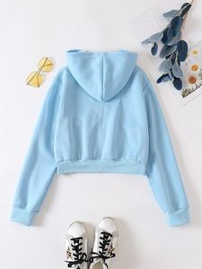 Custom Oversized Cropped <b>Zip</b> <b>Front</b> Hoodie Men's Casual Cotton Fleece Cartoon Pattern Lined Eco-Friendly OEM ODM Apparel Factory - Product Image 1