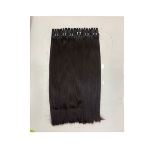 Vente en gros de cheveux Remy alignés sur les cuticules 100% paquets droits d'os indien vierge à double tirage 10A 12A 15A vendeurs de matières premières vietnamiennes - Product Image 1