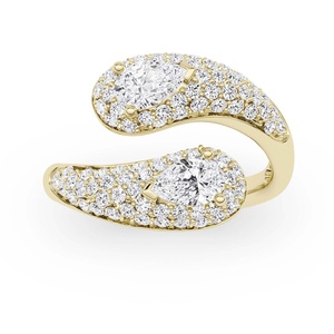 Bague en argent plaqué or avec grappe de pierres, coupe ovale et poire, bande ouverte, bijoux de mode pour femmes et hommes - Product Image 3