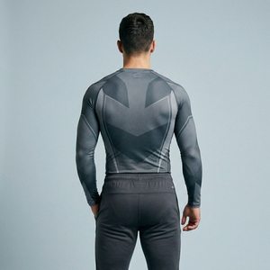 T-shirt de compression à manches longues pour homme, imprimé dégradé personnalisé, respirant, couche de base - Product Image 2