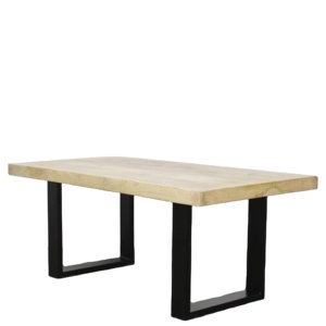 Wooden <b>Coffee</b> <b>Table</b> with Metal Legs | Solid Mango Wood <b>Table</b> with Black Metal Legs | Living Room <b>Coffee</b> <b>Table</b> - Product Image 1