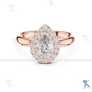 แหวนเพชรทรงลูกแพร์แบบ Halo ประดับเพชร CVD ที่เพาะเลี้ยงในห้องปฏิบัติการ KRUP JEWELS KJ 84 ตัวเรือนทองคำแท้ 14K พร้อมใบรับรอง IGI - Product Image 6