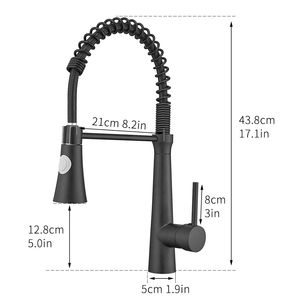 Rubinetto da Cucina Commerciale Monocomando Nero con Doccetta Estraibile per Lavello - Product Image 6