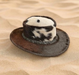 Chapeau de cowboy en fausse fourrure à imprimé vache avec décoration boutonnée, style décontracté unisexe pour l'extérieur, adulte 56-58CM - Product Image 3