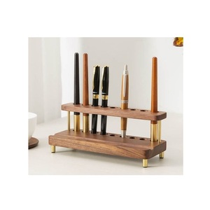Support à stylos en bois fait main, organisateur de bureau au design moderne, forme rectangulaire, multi-compartiments, capacité personnalisable pour - Product Image 1