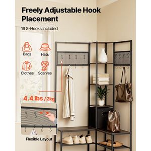 Appendiabiti autoportante da 70,9 pollici con struttura in acciaio, scarpiera angolare e organizer per vestiti e scarpe - Product Image 3