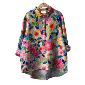 Nueva Blusa Holgada de Manga Larga con Estampado Hawaiano para Mujer, Personalizable - Product Image 1