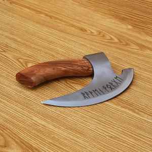 Hacha para Pizza de Acero al Carbono Forjado a Mano de Alta Calidad, Cortador de Pizza Vikingo con Funda de Cuero - Product Image 4