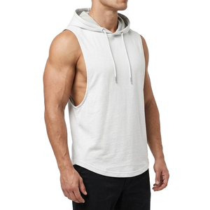 Wholesale Men's Sleeveless Hoodie Muscle Tank <b>Top</b> Custom Branding Fitness Vest Curved Hem High Quality Workout Apparel Tank <b>Tops</b> - Product Image 6
