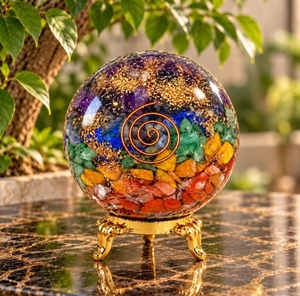 Vente d'usine : Sphère d'orgone Sept Chakras Fée d'Amour, Générateur d'énergie spirale polie en pierres précieuses de cristal, Haute Qualité, Porte-bonheur - Product Image 4