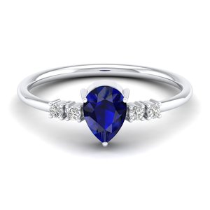 แหวนหมั้นเพชรโมอิสซาไนต์ทอง 14K ราคาส่ง REYES สำหรับผู้หญิง แหวนหรูหราทรงลูกแพร์ ประดับพลอยไพลินสีน้ำเงิน 0.75 กะรัต เครื่องประดับชั้นดี - Product Image 5