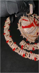 Pendentif personnalisé en forme de cœur serti de diamants VVS Moissanite, chaîne à maillons, pendentif en argent 925, bijoux fins Hip Hop - Product Image 3