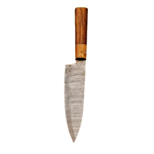 Meilleur fournisseur de couteaux de chef en acier Damas, couteau de chef artisanal personnalisé de 12 pouces avec manche en bois d'olivier et étui en cuir - Product Image 3