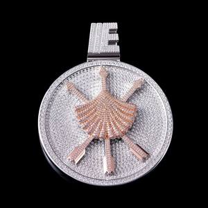 Custom 925 Sterling Silver Moissanite Pendant Round <b>Iced</b> <b>Out</b> Charm Necklace Rose Gold Tone Hip Hop Jewelry - Product Image 3