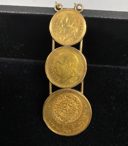 Collar con colgante de tres monedas chapado en oro de 24K vintage para mujer, cadena de aleación, joyería con circonita cúbica, dijes de moda - Product Image 2