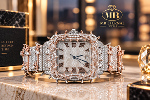 Reloj de Diamantes de Lujo MB ETERNAL JEWELS, Cuadrado, Aleación, 41 mm, Cristal de Zafiro, Analógico, Números Romanos, Movimiento de Cuarzo, Cierre de Joyería - Product Image 1
