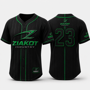 Ziakot เสื้อเจอร์ซีย์เบสบอลสำหรับผู้ชายสีดำทองลายขวางแขนสั้นระเหิดเข้ารูปปกติเสื้อผ้ากีฬาระบายอากาศได้ดี - Product Image 5