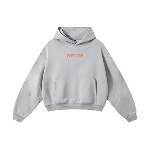 เสื้อฮู้ดแบบยูนิเซ็กซ์ สีเทาล้วน ผ้าเฟรนช์เทอร์รี่ สวมใส่สบาย มีกระเป๋าหน้า ทรงโอเวอร์ไซส์ ผ้าฝ้าย 100% เหมาะสำหรับใส่ในฤดูใบไม้ร่วง - Product Image 1