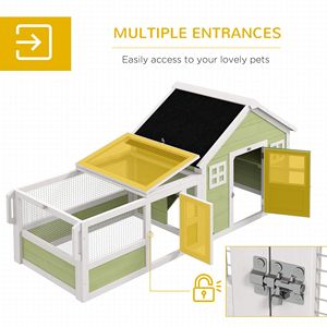 Conigliera Multicolore da 64 Pollici con Tetto in Asfalto, Ruote e Maniglia, Arredamento per Animali Domestici - Product Image 5